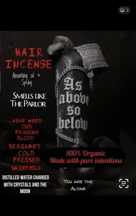 As Above So Below Hair Incense — anointing oil and spray, smells like the parlor
